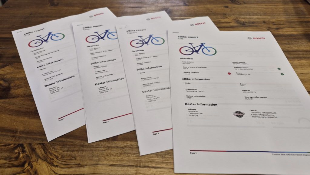 Bosch e-bike diagnosztikai jegyzőkönyvek a Robikes szervizben